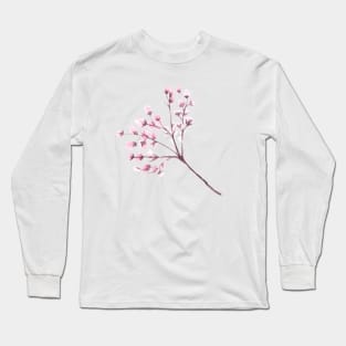 cherry blossom branch watercolour Long Sleeve T-Shirt
